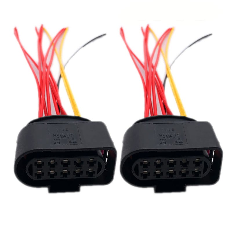 IBVIBV 2 Pack Headlight Wiring Pigtail Connector Plug 10pin 1J0973735 Compatible with r Audi A3 VW Jetta Mk4 - Image 1